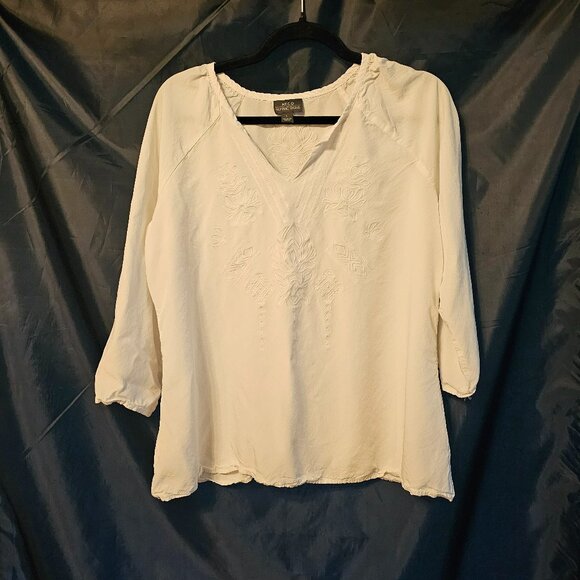 NTCO Nomadic Traders pretty white embroidered shirt. Size L - Picture 1 of 6